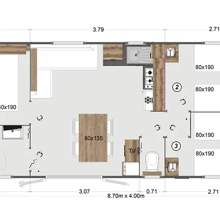Mobil-home, Animaux Admis - 8 Pers. - Api-1-52-2687 Camping *